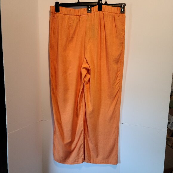 DIVIDED BY H&M WIDE LEG RAYON/ LINEN BLEND SILK-LIKE FEEL IN APRICOT SIZE US XL - Picture 11 of 11